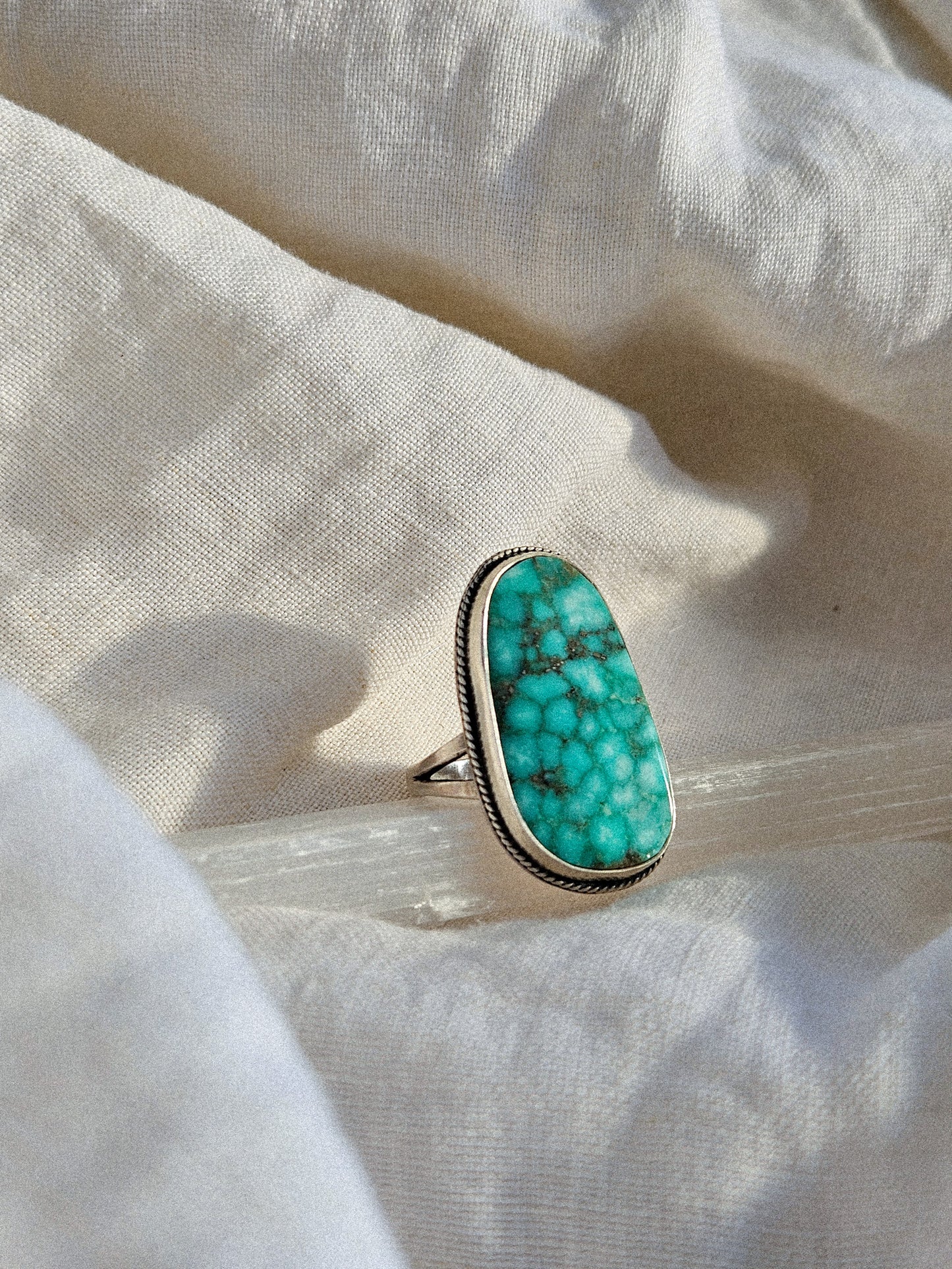 CAMPITOS TURQUOISE RING, ROPE DETAIL - SZ 9
