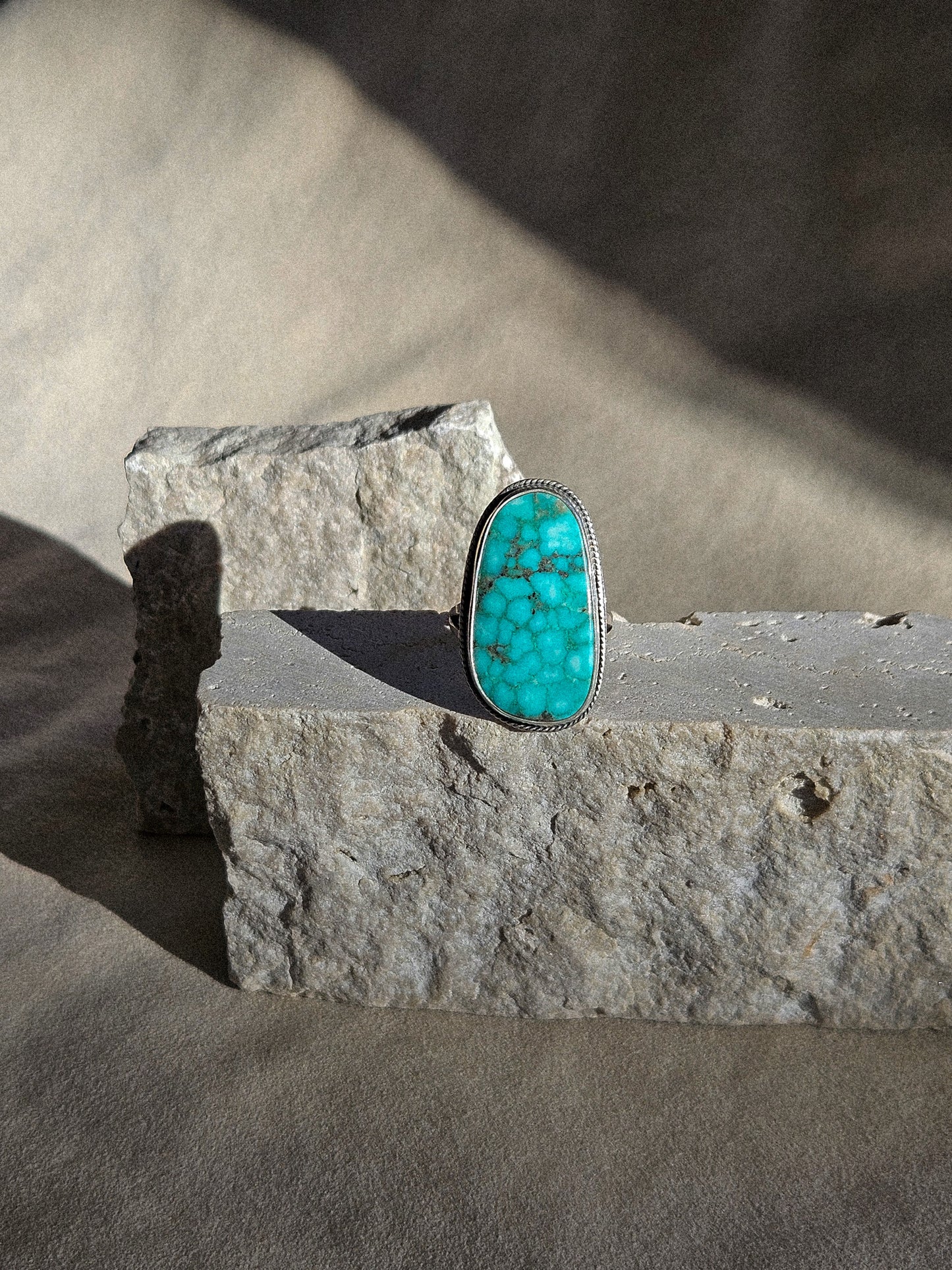 CAMPITOS TURQUOISE RING, ROPE DETAIL - SZ 9