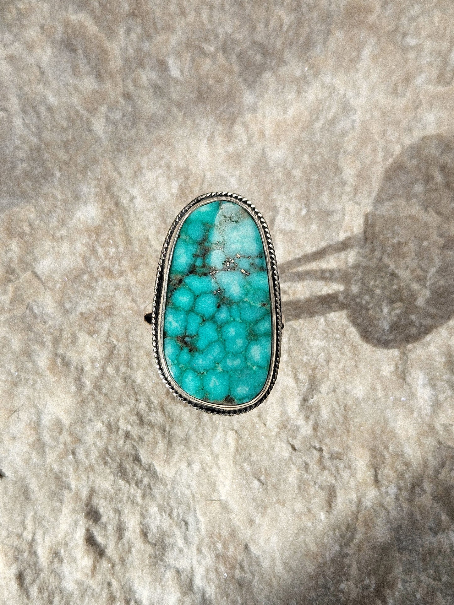 CAMPITOS TURQUOISE RING, ROPE DETAIL - SZ 9