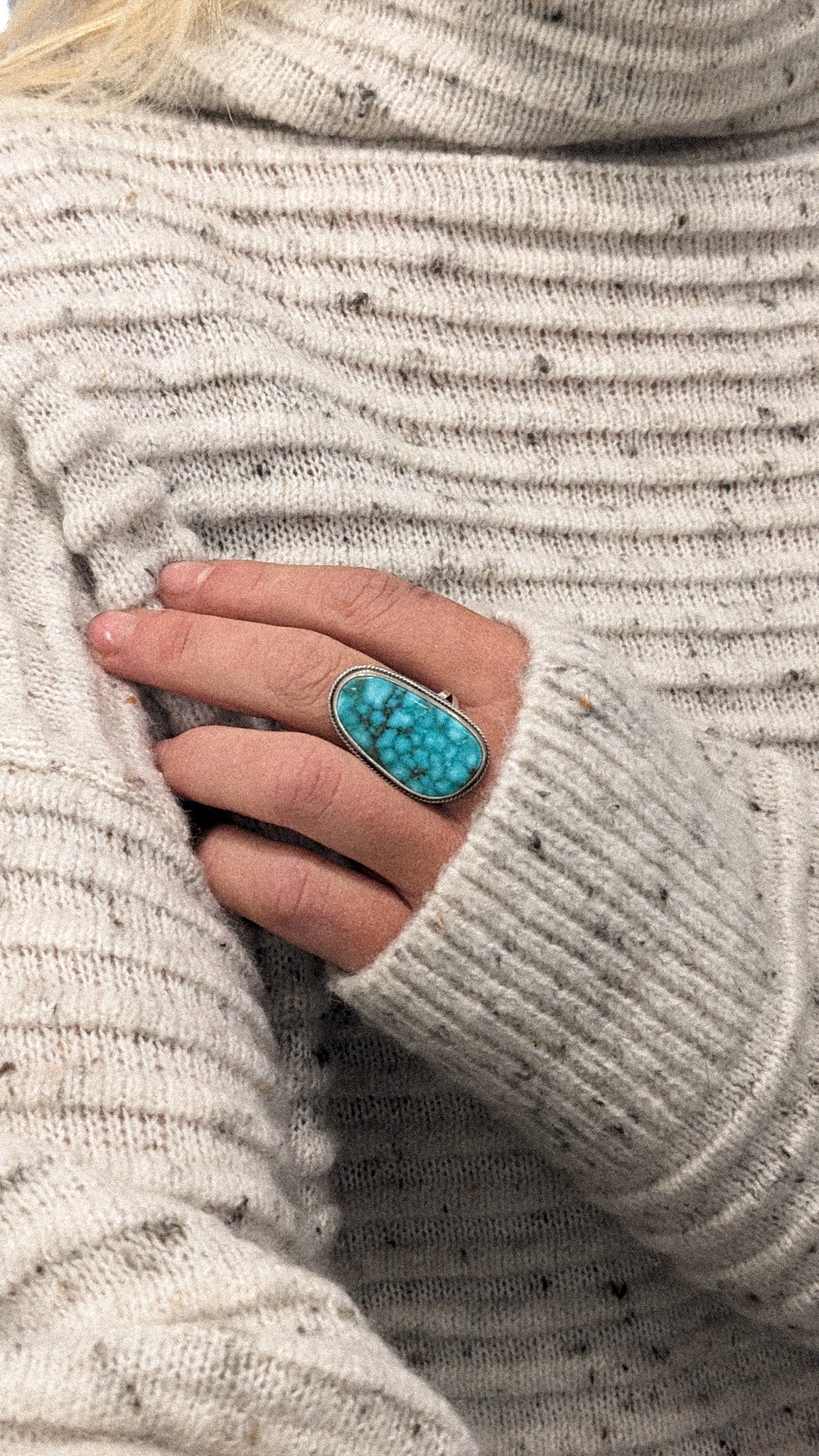CAMPITOS TURQUOISE RING, ROPE DETAIL - SZ 9