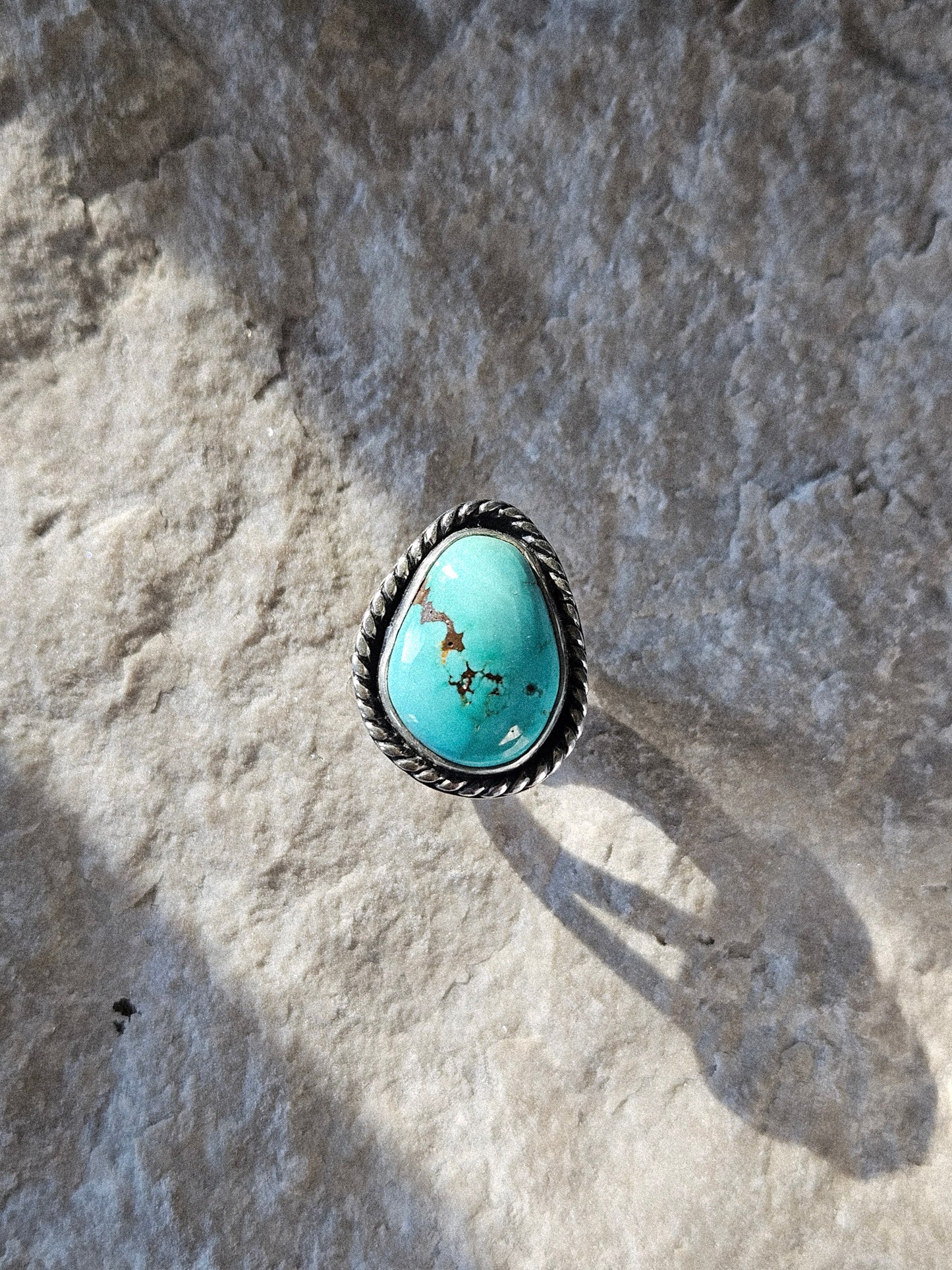FOX TURQUOISE RING, ROPE DETAIL - SZ 6.5