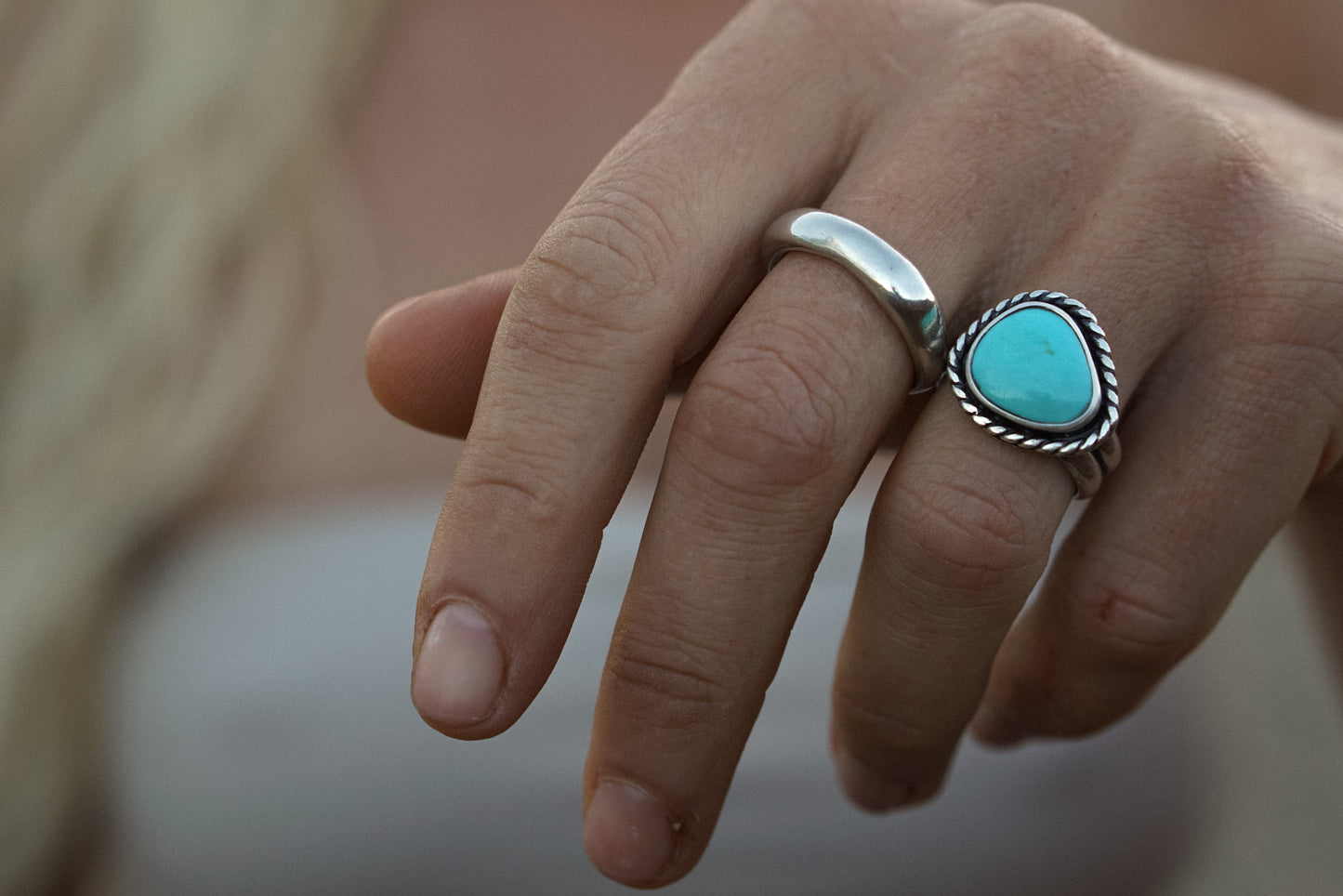 LA ELISA TURQUOISE RING, ROPE DETAIL - SZ 7.5