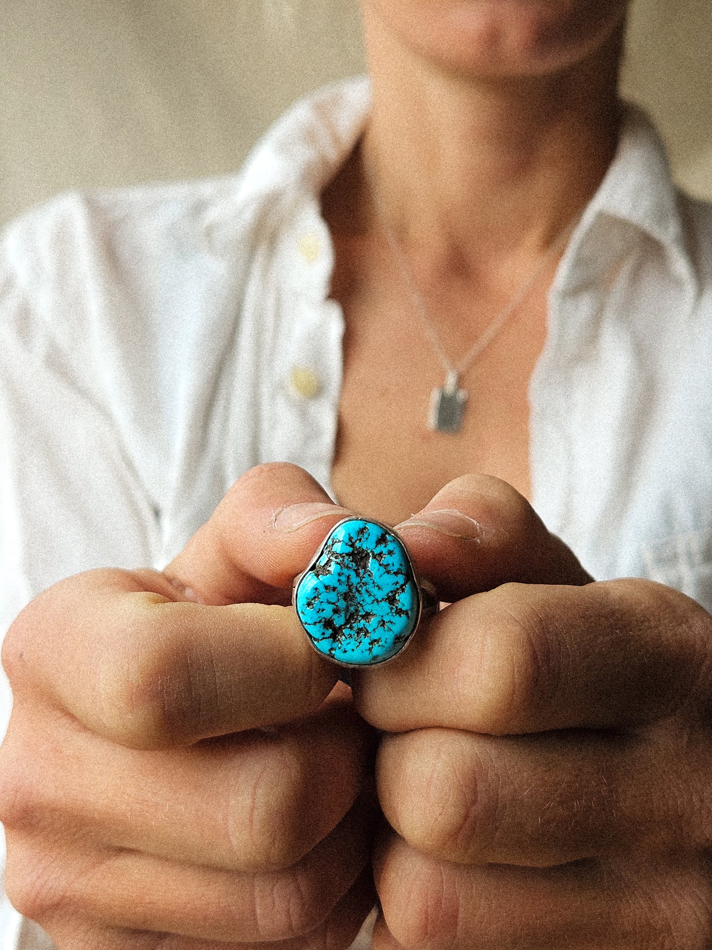 KINGMAN NUGGET TURQUOISE RING LARGE - SZ 8